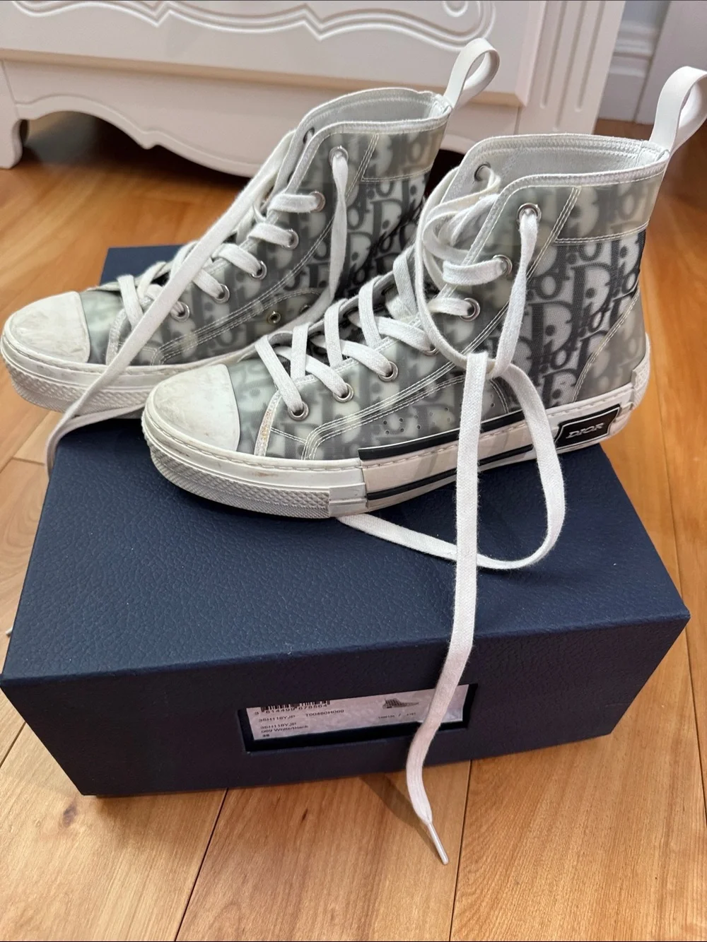 Dior High-Top Sneakers in Grey and White